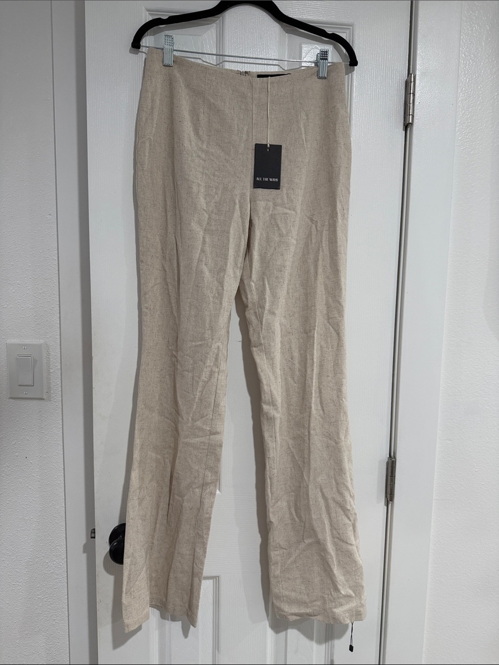 All The Ways Beige Wide-Leg Linen-Blend Pants